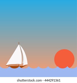 Sailing Boat with Sunset
