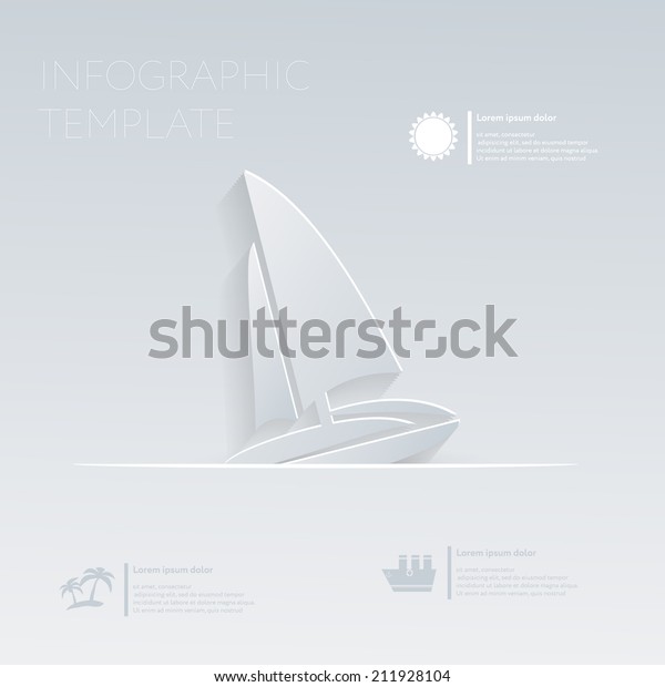 sailing boat. Theme holidays. Template\
infographic or website\
layout.