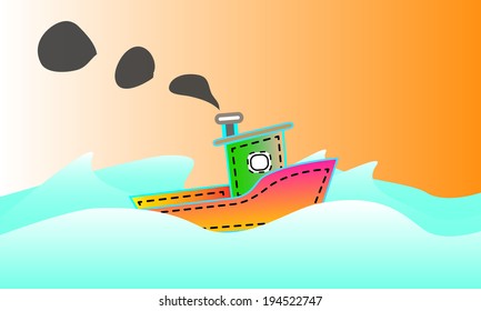 Sailing boat. Vector 