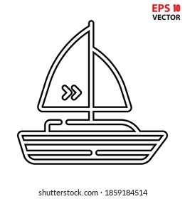 Sailing Boat vector design with editable stroke. Vehicles and transport icon. Eps 10 vector illustration.