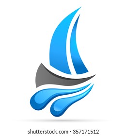 sailing boat - vector icon