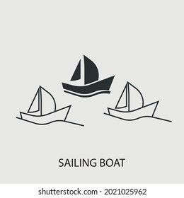  Sailing boat vector icon illustration sign for web and design