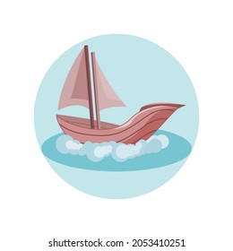 sailing boat vector illustration for cartoon background or children book content
