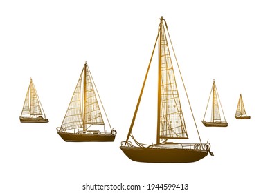 Sailing boat - vector illustration - Out line