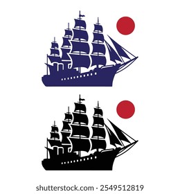 Sailing Boat vector illustration, sailing ship silhouette 