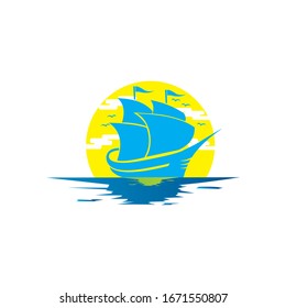 
sailing boat vector logo design