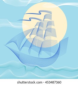 Sailing boat . Vector logo templates and badges.