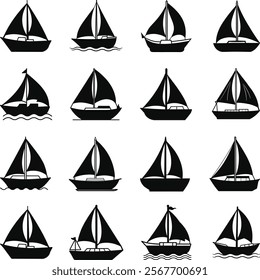 Sailing Boat Vector, silhouette of a sailboat, Sailboat Files for Cricut, Sailboat Cut Files Illustration,