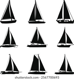 Sailing Boat Vector, silhouette of a sailboat, Sailboat Files for Cricut, Sailboat Cut Files Illustration,