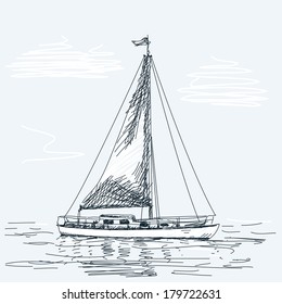 Sailing boat Vector sketch