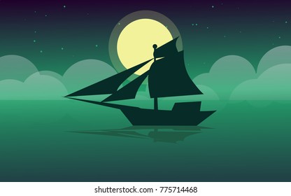 sailing boat vector wallpaper