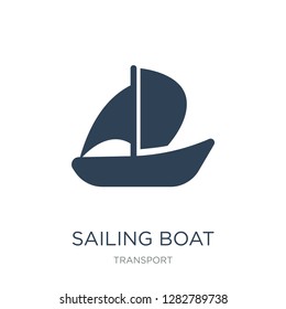 sailing boat with veils icon vector on white background, sailing boat with veils trendy filled icons from Transport collection, sailing boat with veils vector illustration