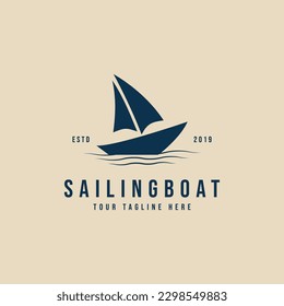 sailing boat vintage logo template vector symbol illustration design