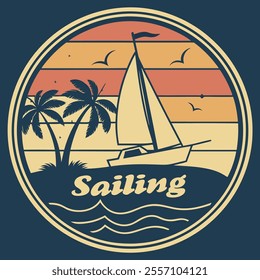 Sailing Boat Vintage Retro Vector