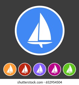 Sailing boat yacht icon flat web sign symbol logo label