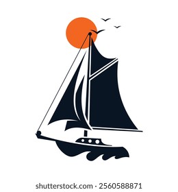 Sailing boat yacht logo for brand identity boating business. Vector illustration