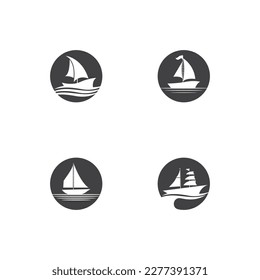 Sailing boat yacht logo vector illustration