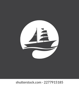 Sailing boat yacht logo vector illustration