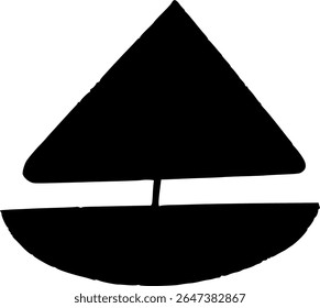 Barco à vela. Vetor de silhueta de iate isolado em um fundo transparente