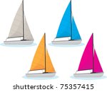 Sailing boats in four different colors