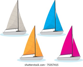 Sailing boats in four different colors svg