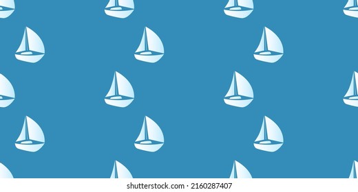 Barcos de vela en fondo azul, textura sin inconvenientes para Web, Business y papel de envolvimiento - Plantilla en formato vectorial editable