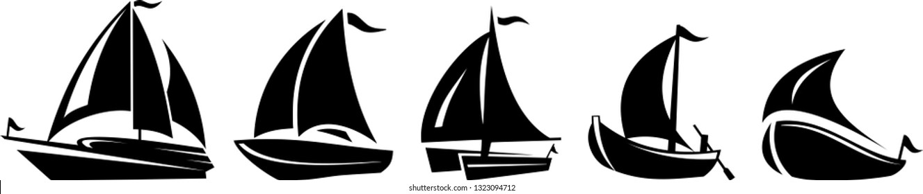 Sailing Boats Set Vector