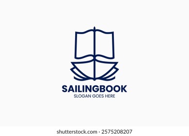 Sailing Book Logo. Vector Illustration