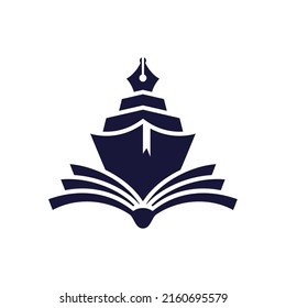 sailing book logo vector template