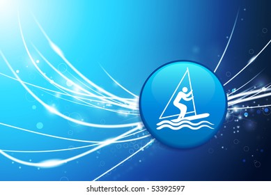 Sailing Button on Blue Abstract Light Background Original Illustration