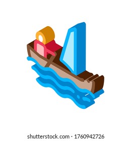 Sailing Canoeing Icon Vector isometric sign. color isolated symbol illustration
