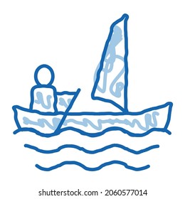 Sailing Canoeing sketch icon vector. Hand drawn blue doodle line art sign. isolated symbol illustration