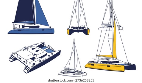 Sailing Catamaran colorful professional design