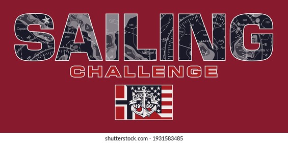 Sailing challenge match race vector print for boy man t shirt