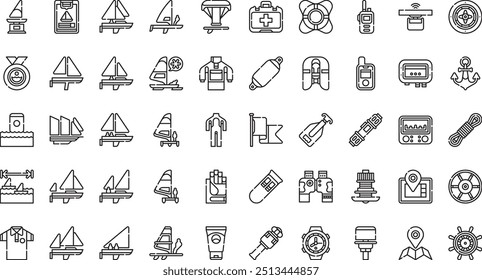 Iconos de campeonato de vela Colección de iconos vectoriales de alta calidad con trazo editable. Ideal para Profesional y Proyectos Creativos.