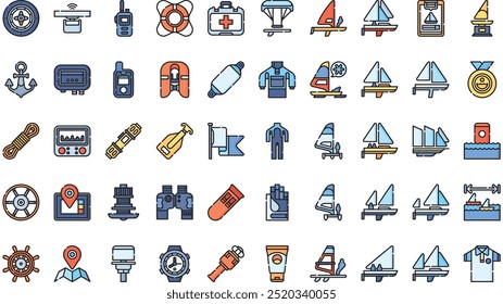 Iconos de campeonato de vela Colección de iconos vectoriales de alta calidad con trazo editable. Ideal para Profesional y Proyectos Creativos.