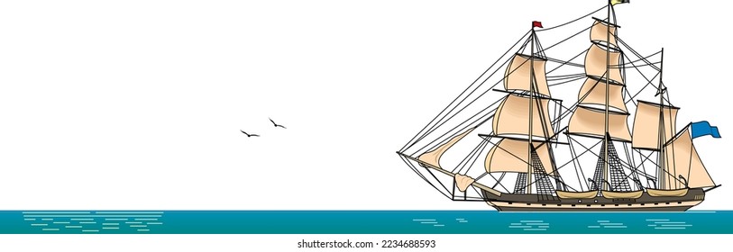 Ilustración del vector de barco del Clipper de navegación