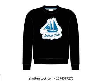Sailing Club sweatshirt design, vector illustration