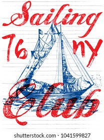 Sailing club tee poster graphic 