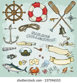 Sailing Collection. Set of nautical design elements