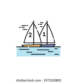 Sailing color line icon. Isolated vector element. Outline pictogram for web page, mobile app, promo