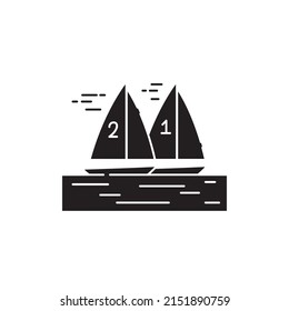 Sailing color line icon. Isolated vector element. Outline pictogram for web page, mobile app, promo