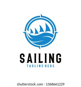 Sailing Compass Logo Flat Sailing Logo Stock Vector (Royalty Free ...