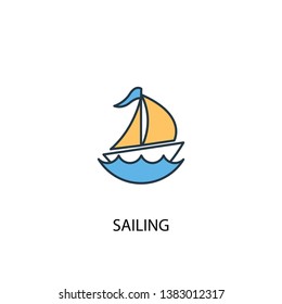 sailing concept 2 colored line icon. Simple yellow and blue element illustration. sailing concept outline symbol design