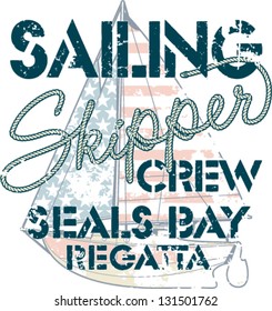 Sailing crew - marine artwork for boy t shirt in custom colors