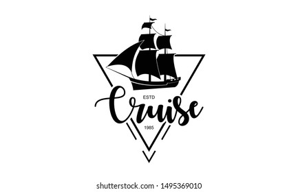 Sailing, Cruise, Ship, Sailing Boat Logo Vector