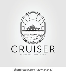 sailing cruise or yacht on ocean logo vector illustration design