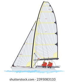 sailing, dinghy sailboat isolated on a white background