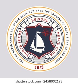 Sailing Embroidery Patch Vector Design