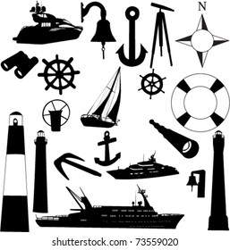 sailing equipments - vector